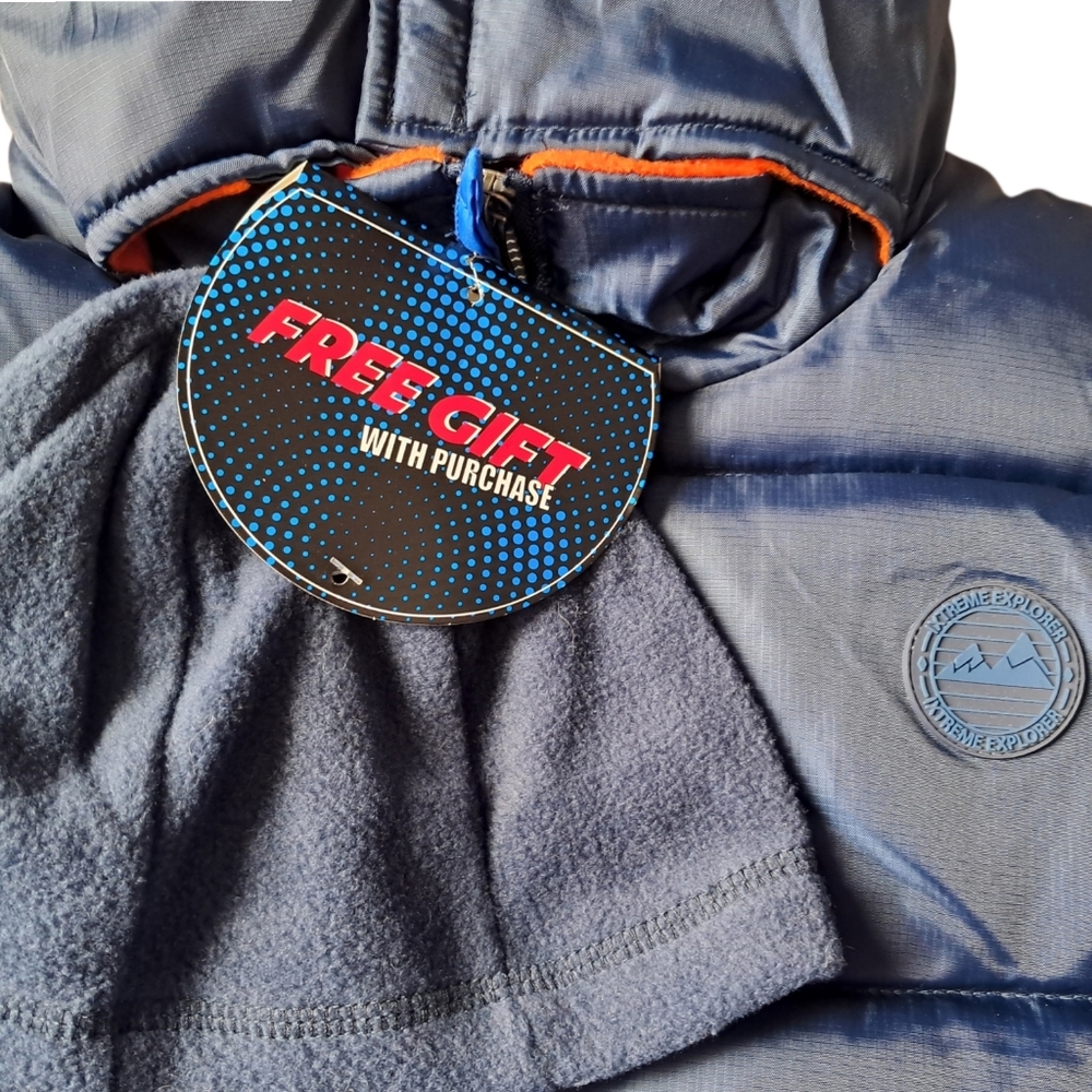 iXtreme Boys Puffer Jacket Blue Orange Hooded Winter Warm Coat XL - Picture 2 of 12